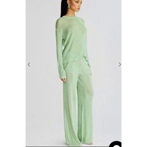 SER.O.YA Sheldon Metallic Knit Pant Size M Sage